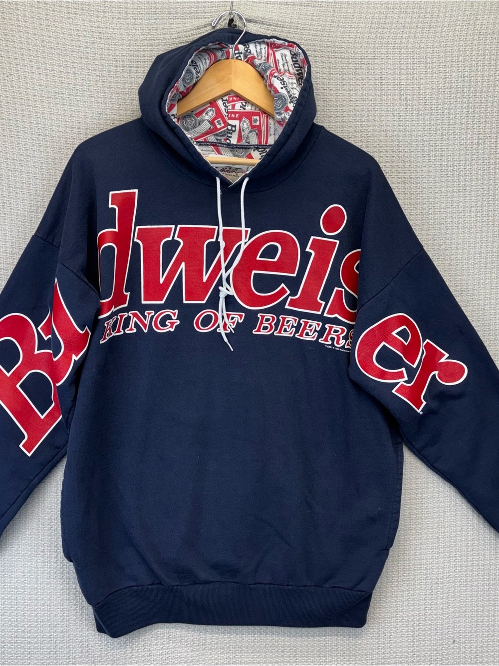 Budweiser Navy and Red Pullover Hoodie for Men